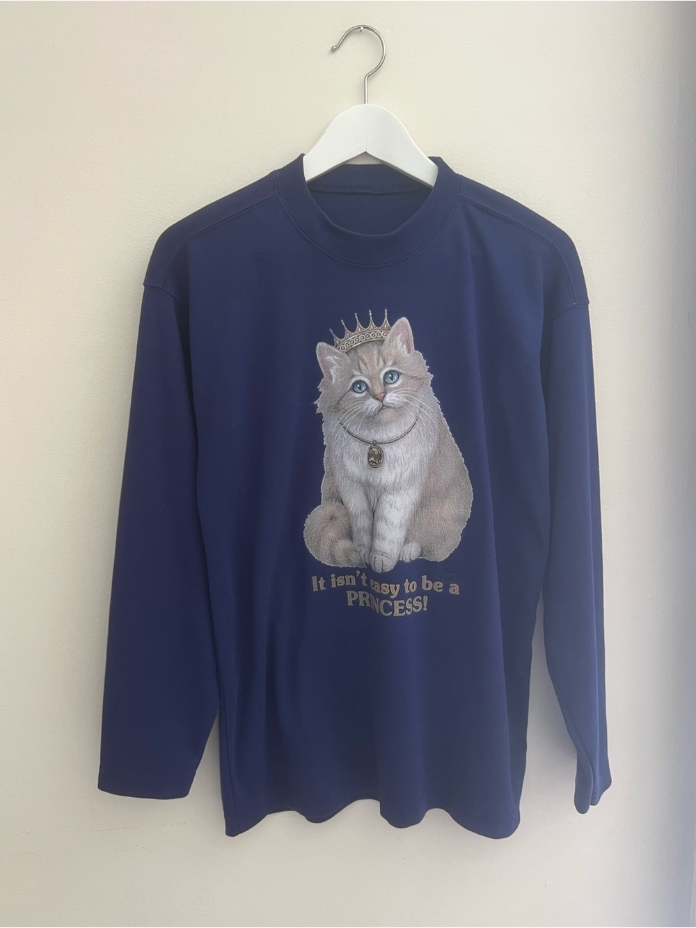 Navy Cat Princess Graphic Long-Sleeve Shirt